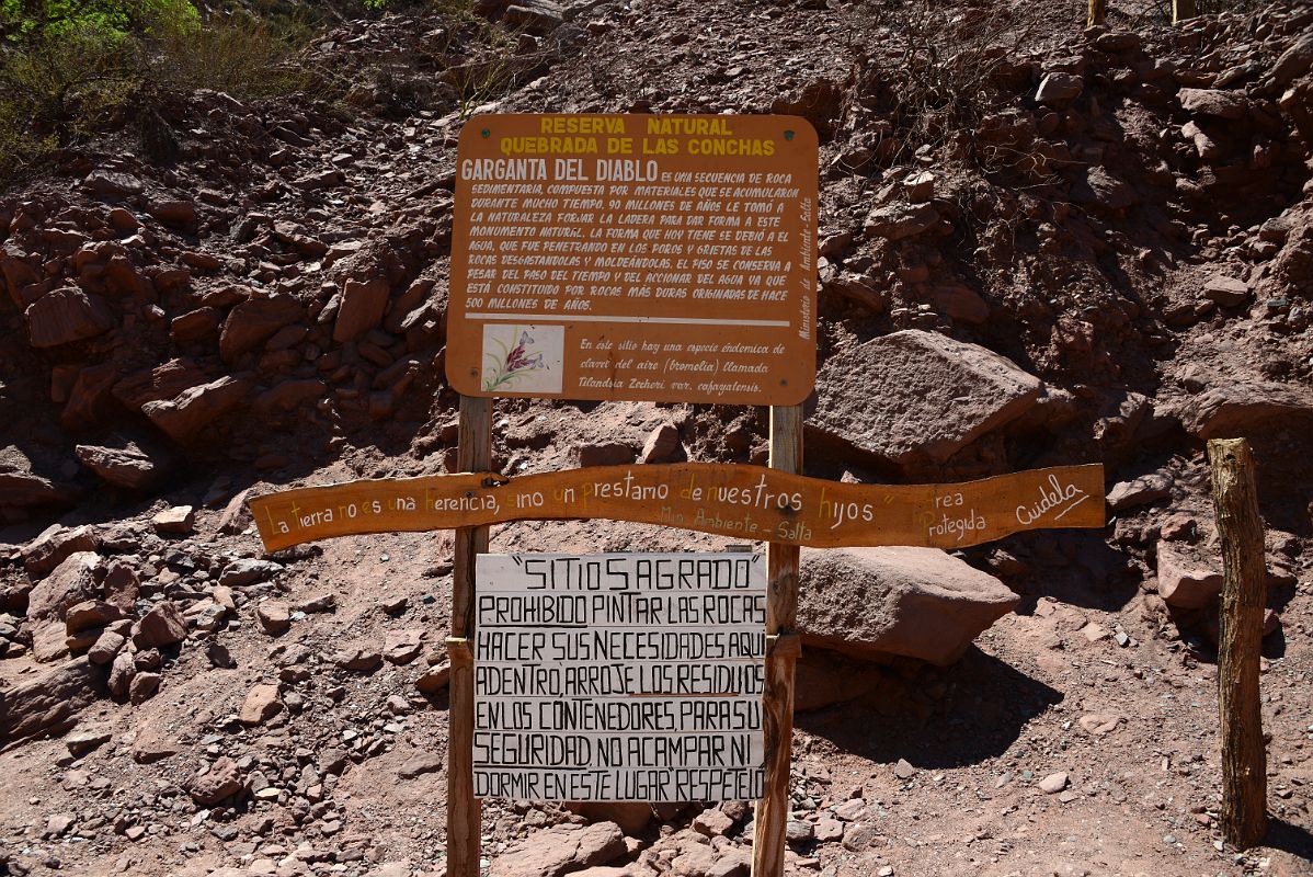 14 Sign For Garganta del Diablo The Devils Throat In Quebrada de Cafayate South Of Salta